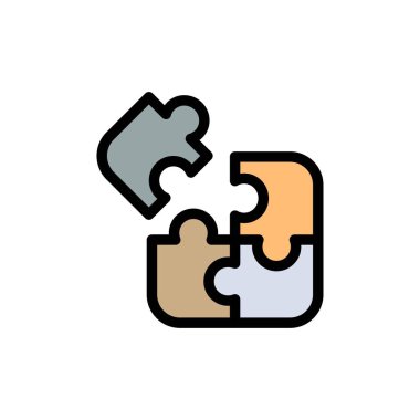 Yapboz, Bulmaca, Bilim, Çözüm Düz Renk Simgesi. Vektör simgesi 