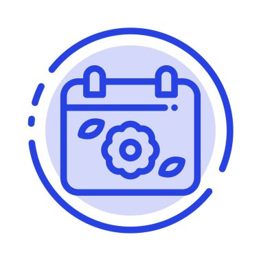 Takvim, Çiçek, Tarih, Bahar Mavi Noktalı Çizgi Simgesi