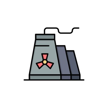 Bina, Inşaat, fabrika, sanayi düz renk simgesi. Vect