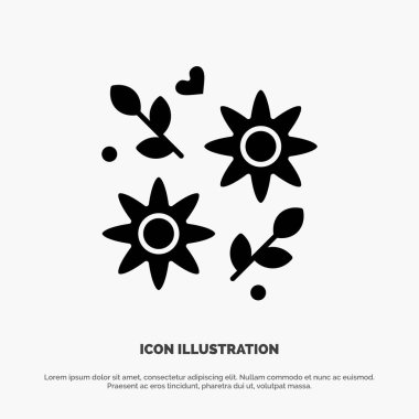 Çiçek, Hediye, Aşk, Düğün katı Glyph Icon vektör