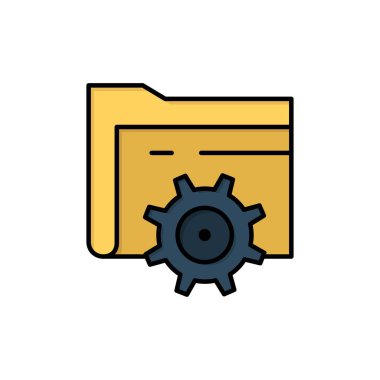 Klasör, Ayar, Dişli, Bilgisayar Düz Renk Simgesi. Vektör simgesi b