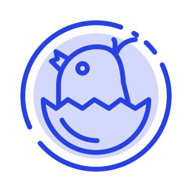 Tavuk, Paskalya, Bebek, Mutlu Mavi Noktalı Çizgi Hattı Simgesi