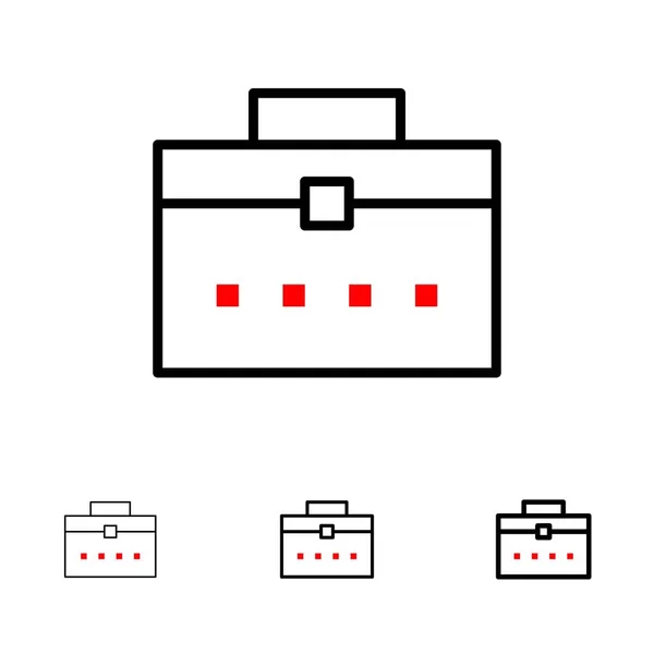 Сумка, рабочая сумка, интерфейс Жирный и тонкие черные значки — стоковый вектор