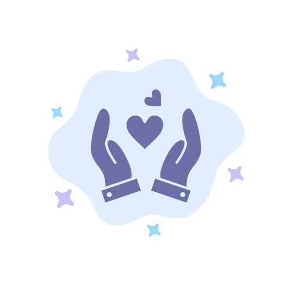 Ruka, láska, srdce, svatební ikona na abstraktní mrak backgroun — Stockový vektor