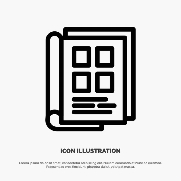 Livre, Journal, Papier, Carnet, Phonebook Line Icon Vector — Image vectorielle