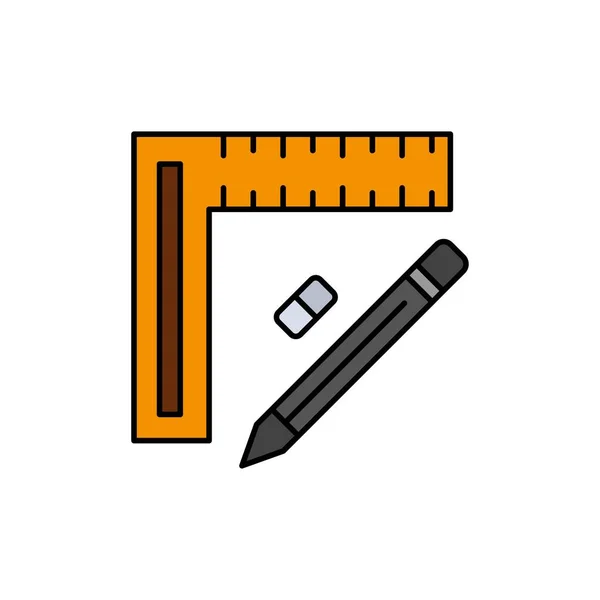 Ruler, Construction, Pencil, Repair, Design  Flat Color Icon. Ve — Stock Vector