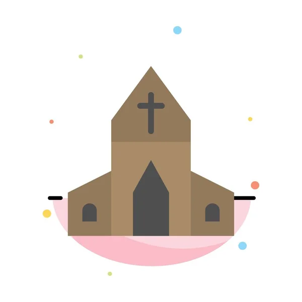 Church, House, Easter, Cross Abstract Flat Color Icon Template