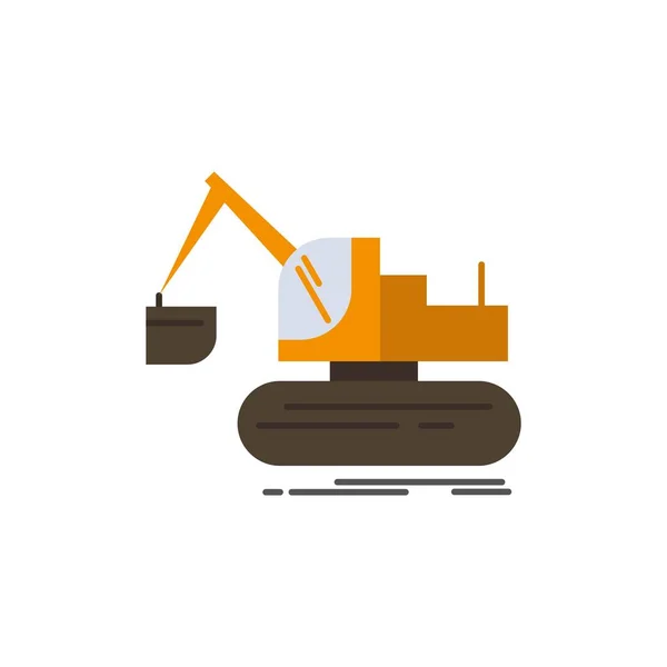 Crane, Construction, Lift, Truck  Flat Color Icon. Vector icon b — Stock Vector