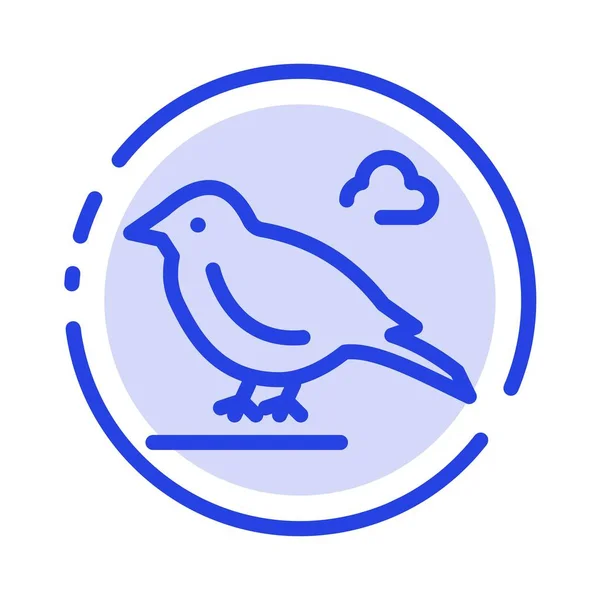 Bird, British, Small, Sparrow Blue Dotted Line Icon — стоковый вектор