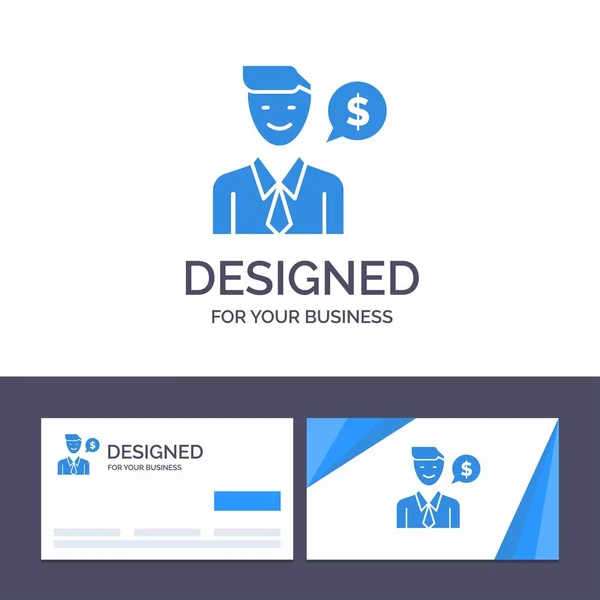 Creative Business Card and Logo template Man, Work, Job, Dollar — Stock Vector