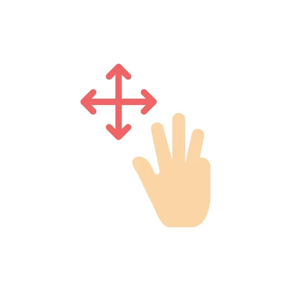 Drie, vinger, gebaren, Hold platte kleur pictogram. Vector Icon Bann — Stockvector