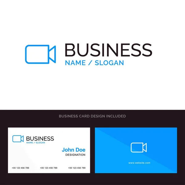 Cámara, imagen, Basic, logotipo de Ui Blue Business y tarjeta de visita Te — Vector de stock