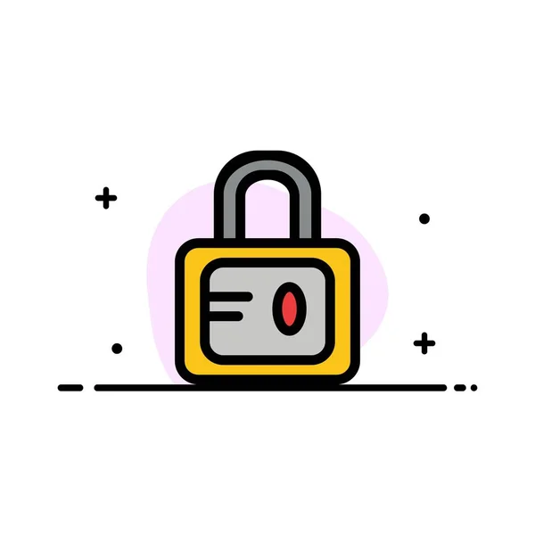 Lock, School, Study  Business Flat Line Filled Icon Vector Banne — Stock vektor