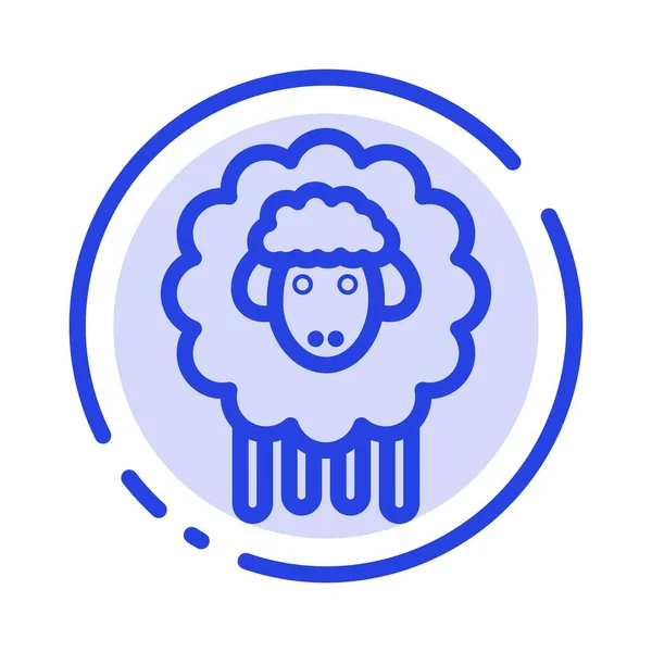 Húsvét, bárány, juh, tavaszi kék pontozott vonal ikon — Stock Vector