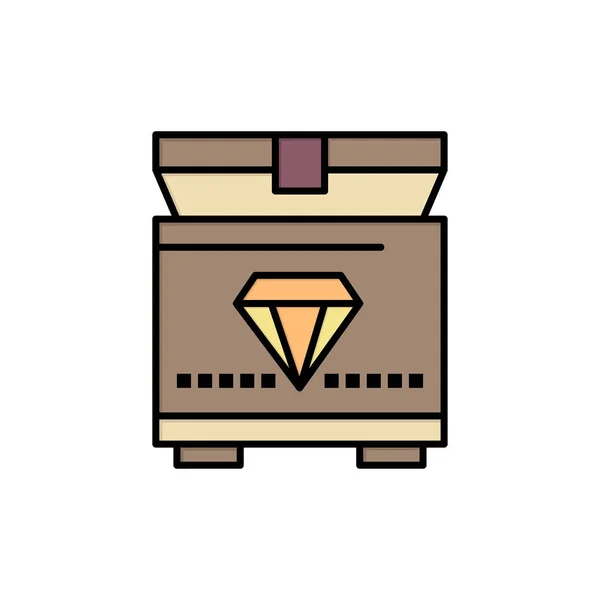 Tesoro, pecho, juego icono de color plano. Banner de icono de vector Tem — Vector de stock