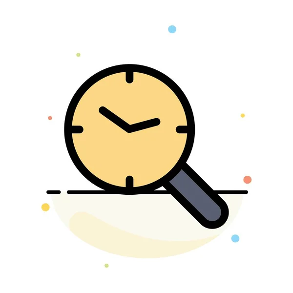 Búsqueda, Investigación, Reloj, Reloj Plantilla de icono de color plano abstracto — Vector de stock