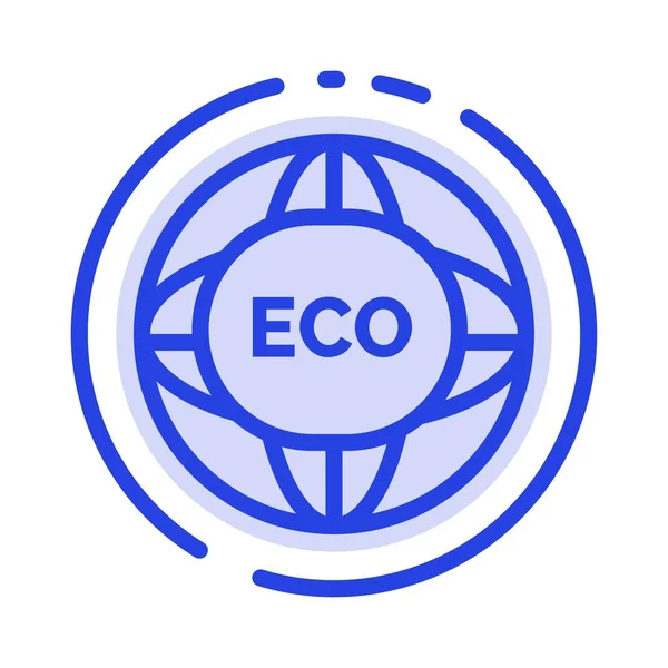 Ambiente, Globale, Internet, Mondo, Linea tratteggiata Eco Blue — Vettoriale Stock