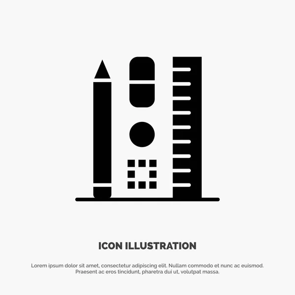 Pen, Scale, Education, Online Solid Black Glyph Icon — 图库矢量图片