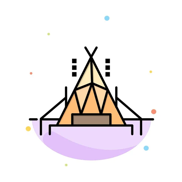 Camp, Tent, Camping Abstract Flat Color Icon Template — Stock Vector