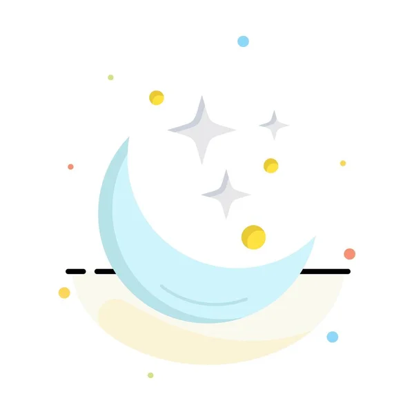 Lua, Noite, estrela, tempo, espaço Flat Color Icon Vector — Vetor de Stock