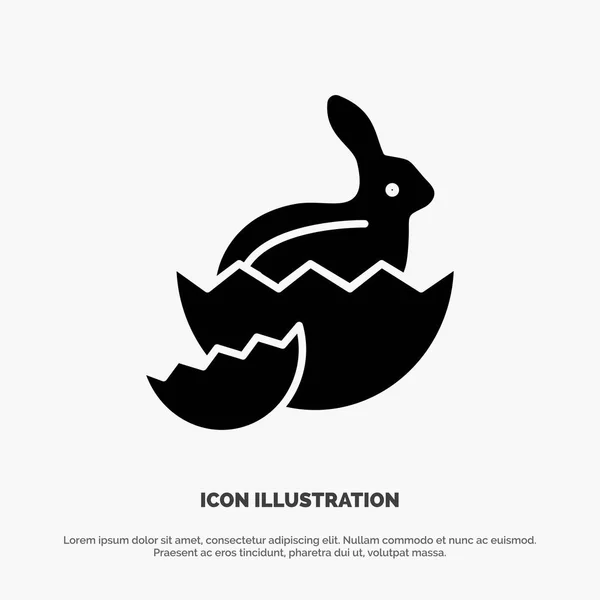 Kaninchen, Ostern, Baby, Natur Solid Glyph Icon Vektor — Stockvektor