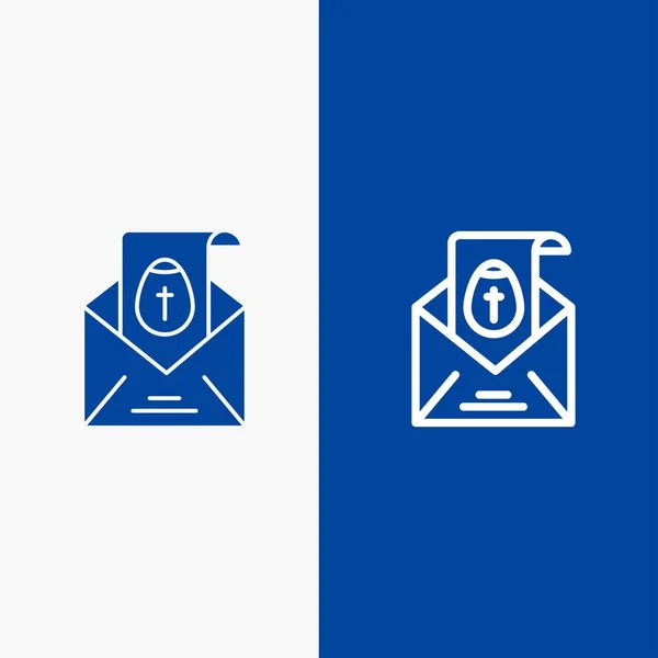 Massage, mail, Pasen, vakantie lijn en glyph Solid icon blauw ba — Stockvector