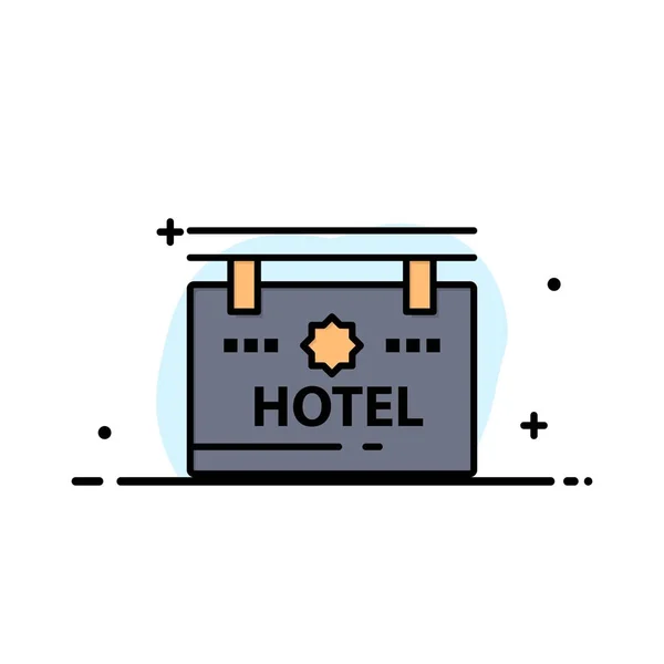 Hôtel, Panneau, Panneau, Emplacement Business Flat Line Filled Icon Vec — Image vectorielle