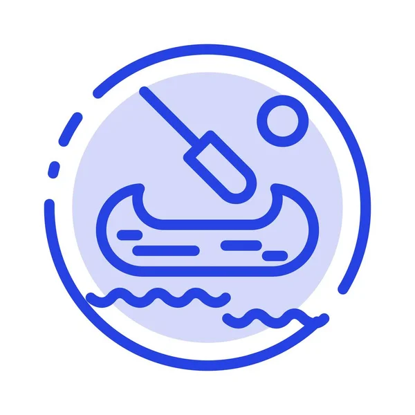 Boat, Kayak, Canada Blue Dotted Line Icon - Stok Vektor