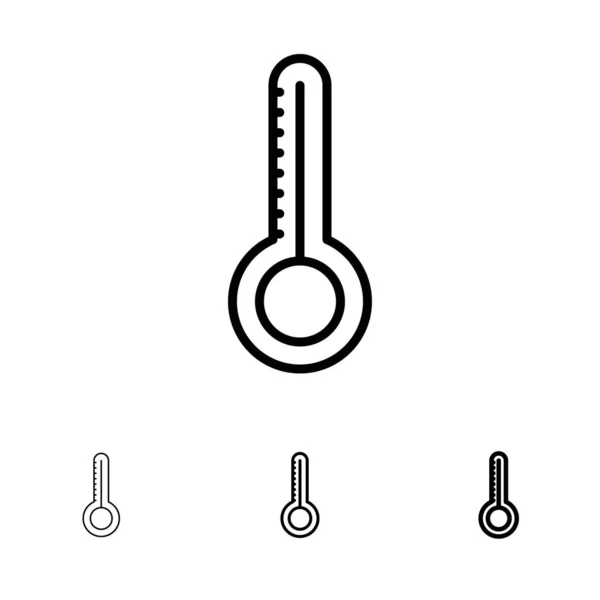 Temperature, Thermometer, Weather Bold and thin black line icon — Stock Vector