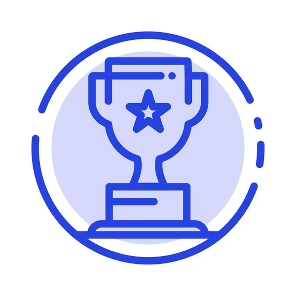 Award, Cup, Business, Marketing Blue Dotted Line Line Icon — Stock Vector