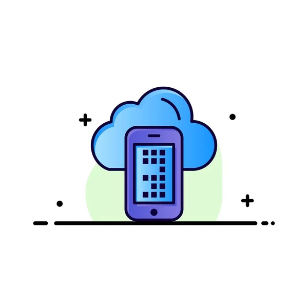 Cloud, Informatique, Mobile, Cell Business Flat Line Filled Icône V — Image vectorielle