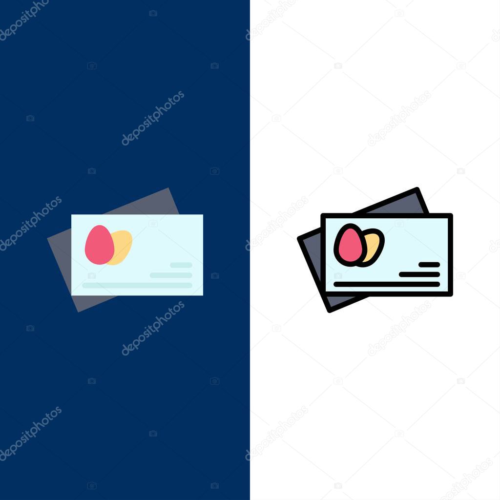 Passport, Egg, Easter  Icons. Flat and Line Filled Icon Set Vect