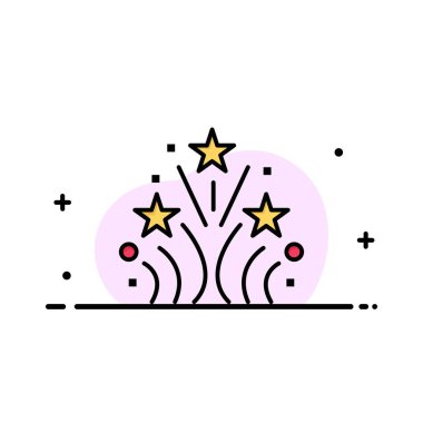 Yangın, Firework, Love, Düğün İş Logo Şablonu. Düz Renk