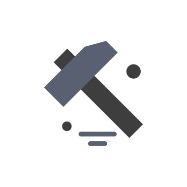 İnşaat, Çekiç, Takım Düz Renk Simgesi. Vektör simgesi afiş 