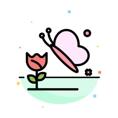 Güzellik, Çiçek, Kelebek Soyut Düz Renk Simgesi Şablonu