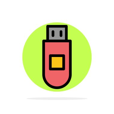 Usb, Depolama, Veri Soyut Daire Arka Plan Düz renk Simgesi