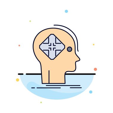 Gelişmiş, siber, gelecek, insan, zihin düz renk simge vektör