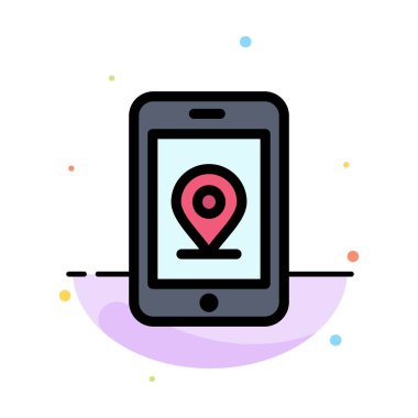 Mobil, İnternet, Konum Soyut Düz Renk Simgesi Şablonu