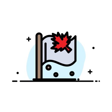 Bayrak, Kanada, Yaprak, İşaret İş Düz Çizgi Dolu Simge Vektör 