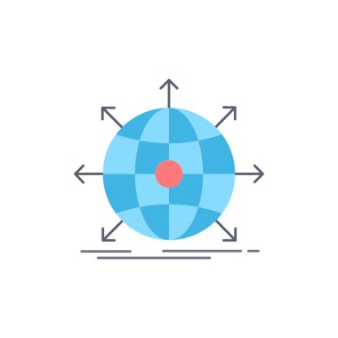 iş, küresel, uluslararası, ağ, web Düz Renk Simge Ve