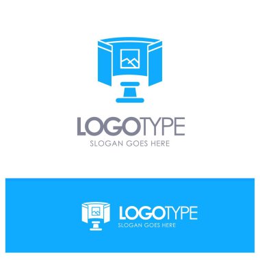 Gelecek, Gözlük, Bilim, Teknoloji Mavi Katı Logo ile yer 