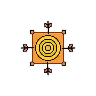 Odak, Tahta, Dart, Ok, Hedef Düz Renk Simgesi. Vektör simgesi 