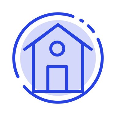 Ev, Ev, Bina Mavi Noktalı Çizgi Simgesi