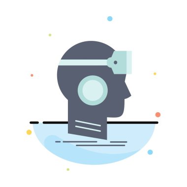 Vr, googles, kulaklık, gerçeklik, sanal Düz Renk Simge Vektör