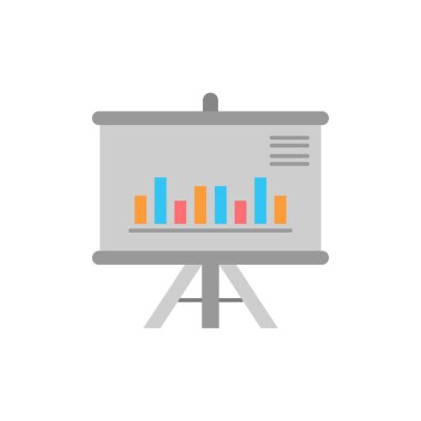 Sunum, Proje, Grafik, İş, Düz Renk Simgesi. Vecto