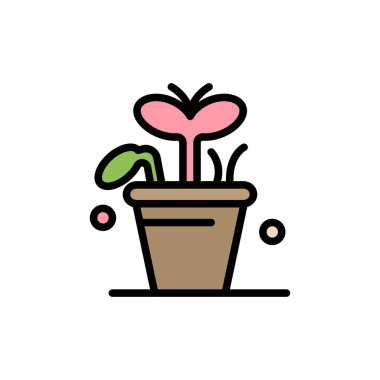 Büyüme, Yaprak, Bitki, Bahar Yassı Renk Simgesi. Vektör simgesi afiş