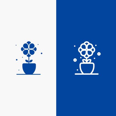 Çiçek, mevcut, lale, bahar çizgisi ve glif katı simgesi mavi ba