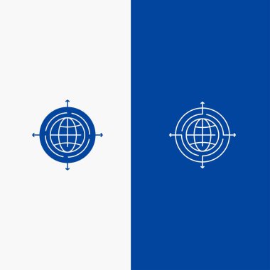 Küre, Odak, Hedef, Bağlı Hat ve Glyph Solid simgesi Mavi b