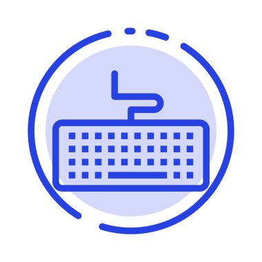 Key, Keyboard, Hardware, Education Blue Dotted Line Line Icon