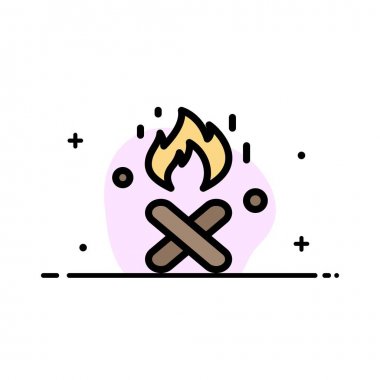 Yangın, Yangın Yeri, Kanada İş Düz Hat Dolu Simge Vektör Banner Şablonu